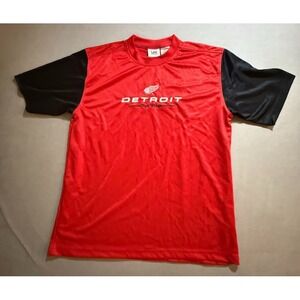 Vintage Detroit Red Wings Lee Sport Shirt Mens L Red Embroidered Short Sleeve.